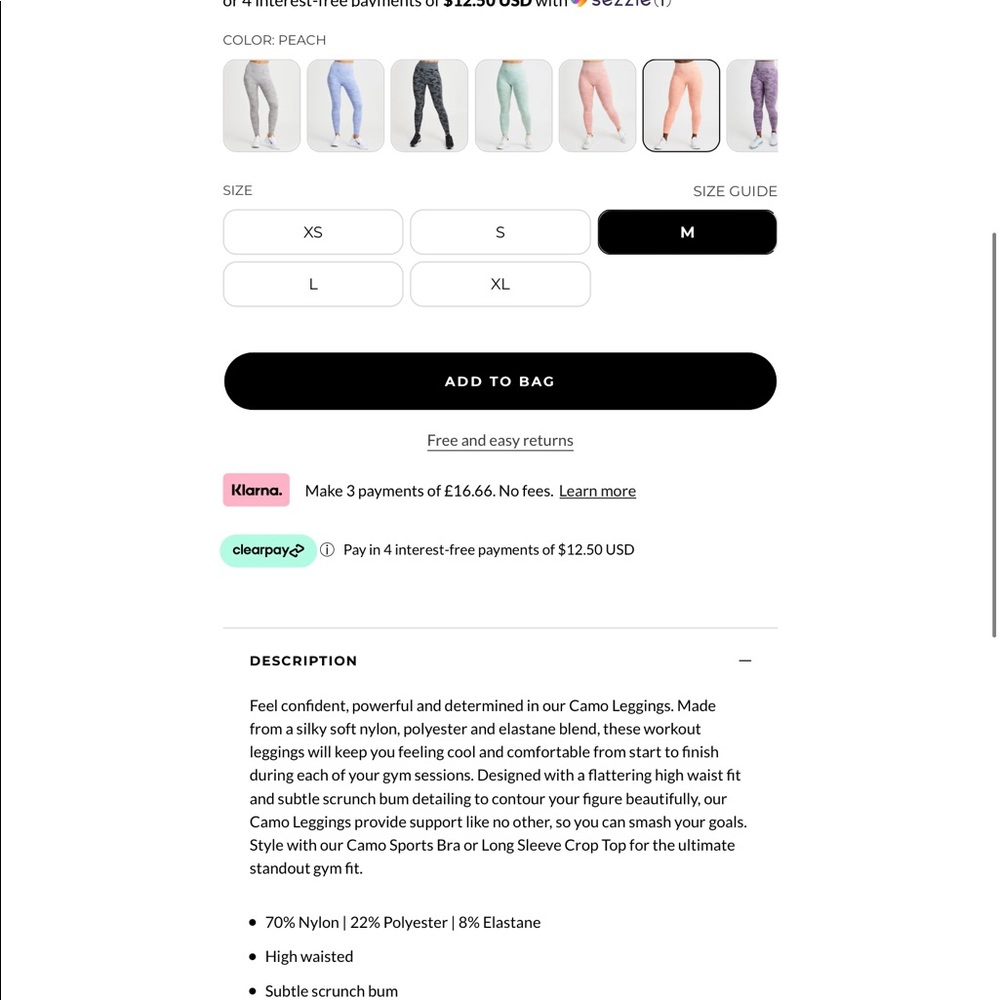 AYBL Evolve camo seamless leggings peach